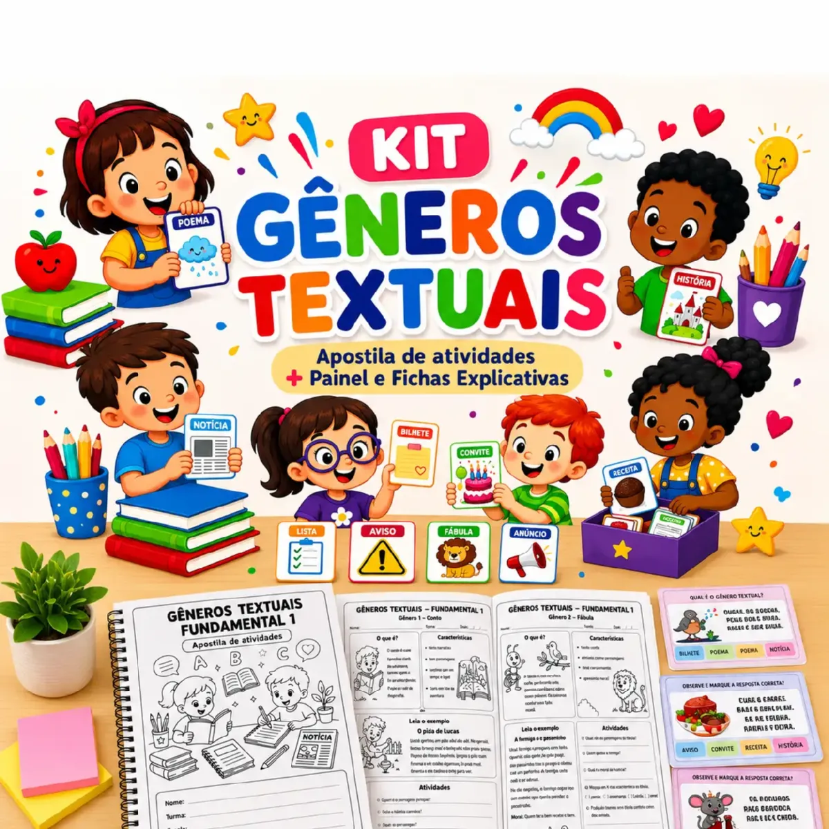 Kit Gêneros Textuais - Recurso Didático + Apostila — Português para Todas as séries: 📚Leve 2 arquivos digitais e economize
