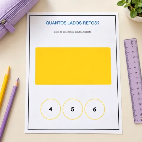 Kit Geometria Infantil: Lados, Traçados, formas geométricas — amostra 2: Orientação de impressão