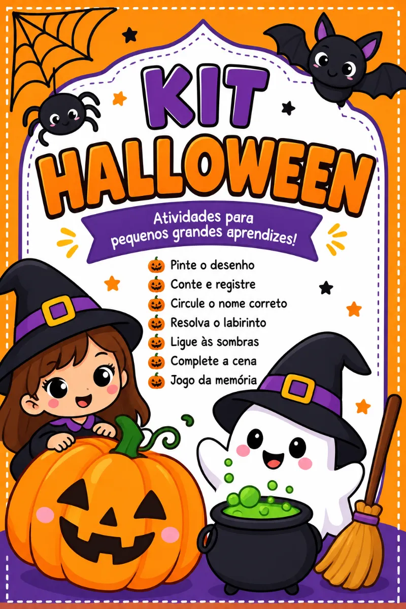 KIT HALLOWEEN – 10 ATIVIDADES LÚDICAS — Atividades para 1º ano: Deixe o Halloween ainda mais divertido com um kit repleto…
