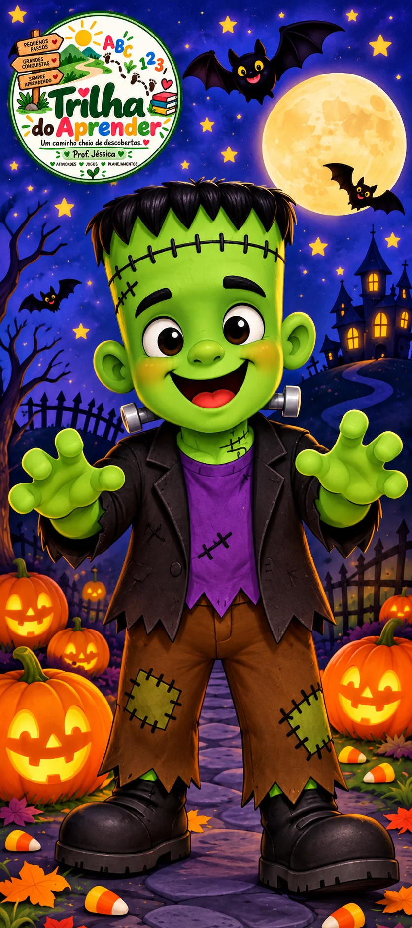 Kit Halloween – 15 Decorações de Porta Escolar para Imprimir em PDF — amostra 4: Kit com 15 decorações de porta de…