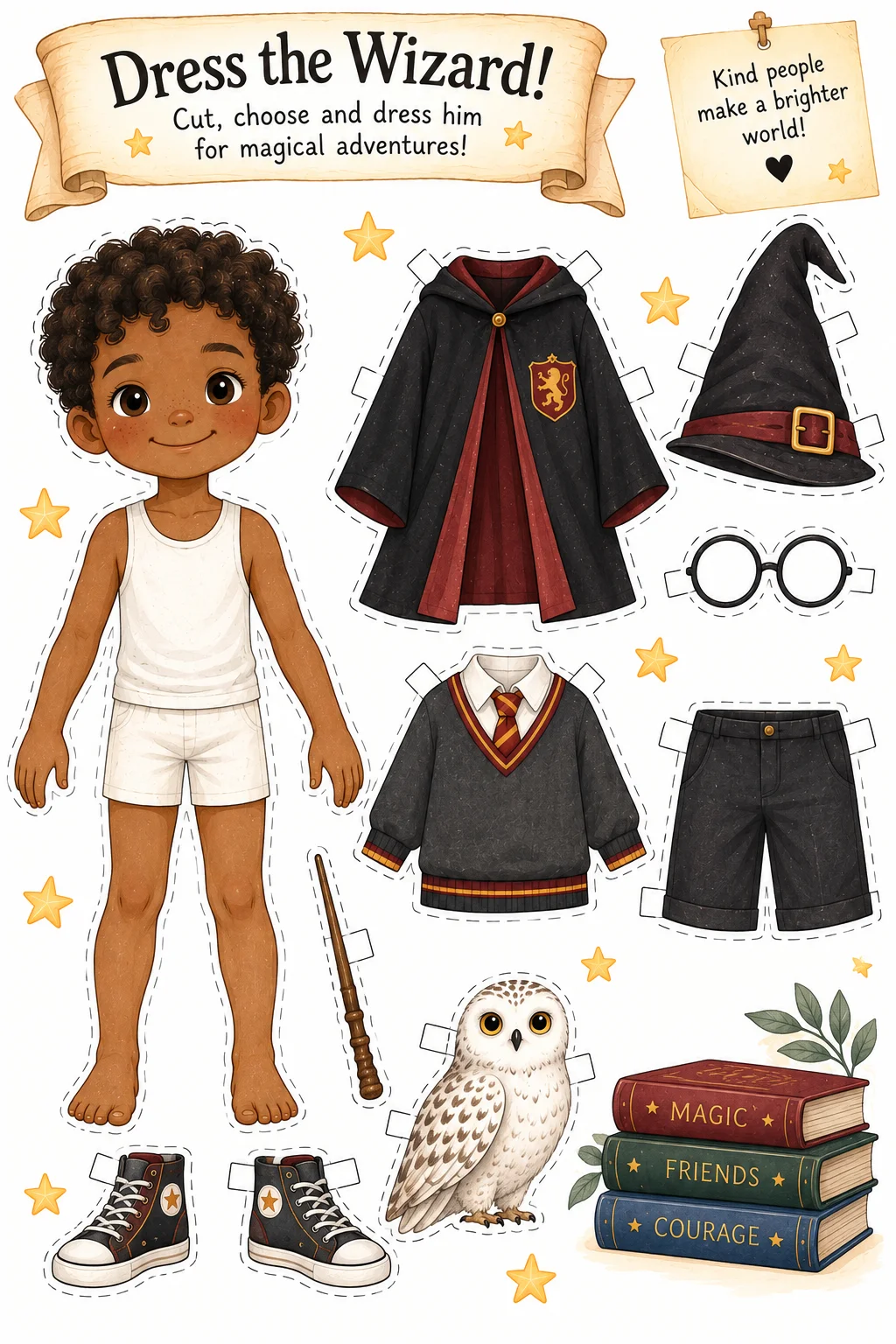 Kit Halloween - ATIVIDADES, BONECAS COM ROUPAS, FANTASMAS — amostra 5: Bonecas de papel com roupinhas para recortar, tema…