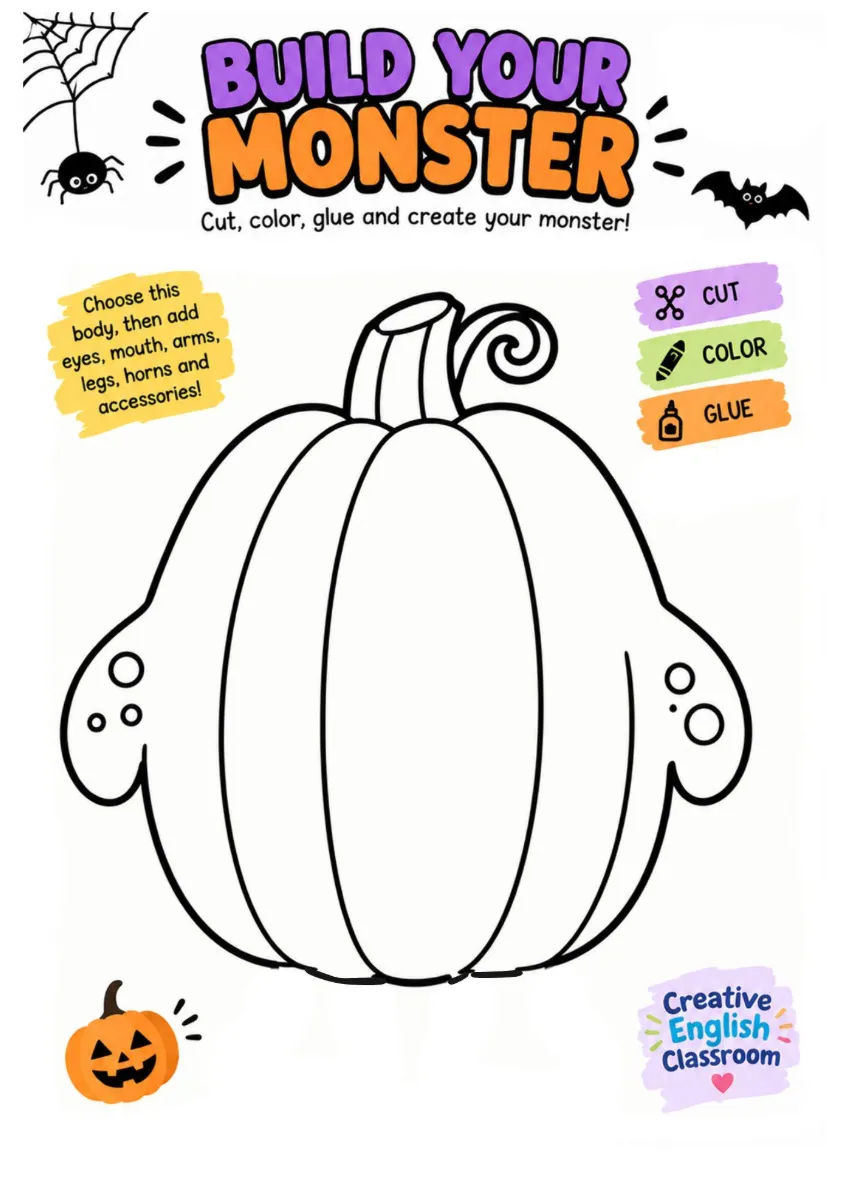 Kit Halloween Construa o seu monstro - Build your monster — amostra 4: 👻 Uma atividade de Halloween para as crianças…
