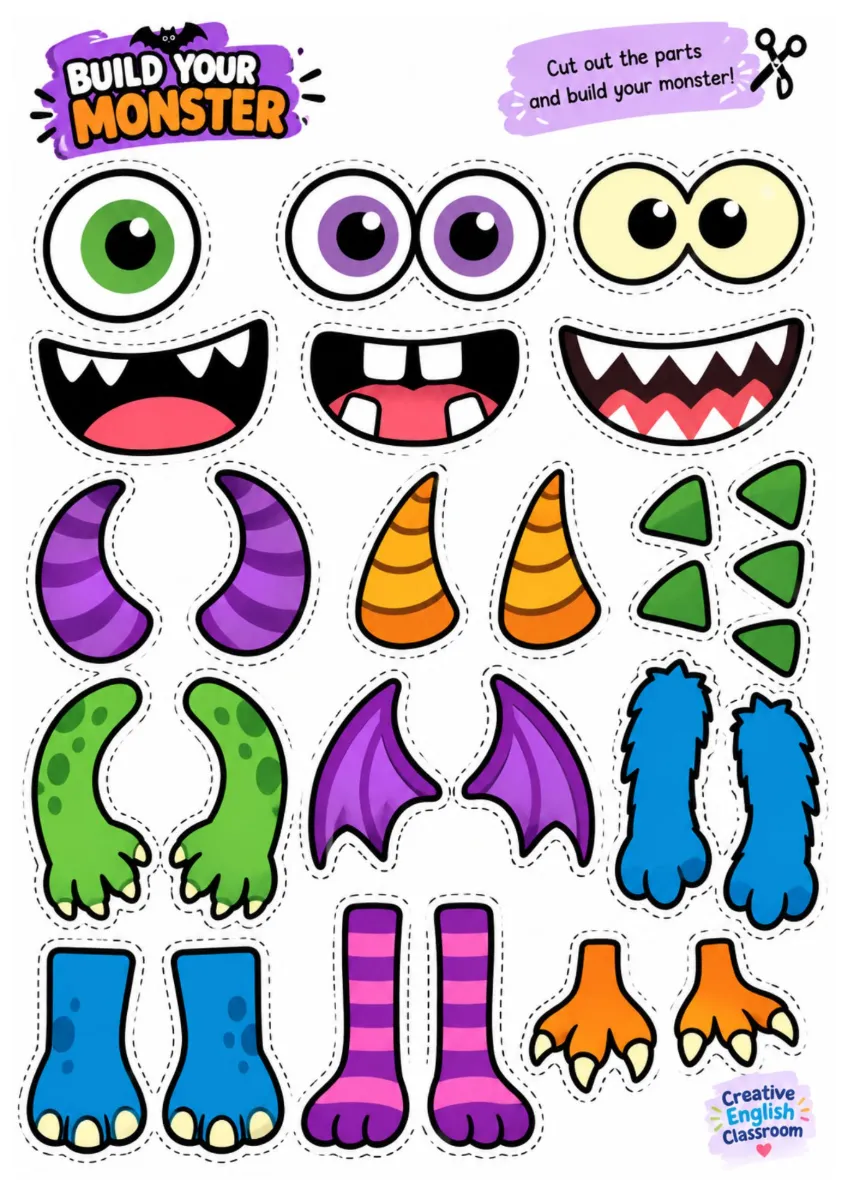 Kit Halloween Construa o seu monstro - Build your monster — amostra 6: 👻 Uma atividade de Halloween para as crianças…