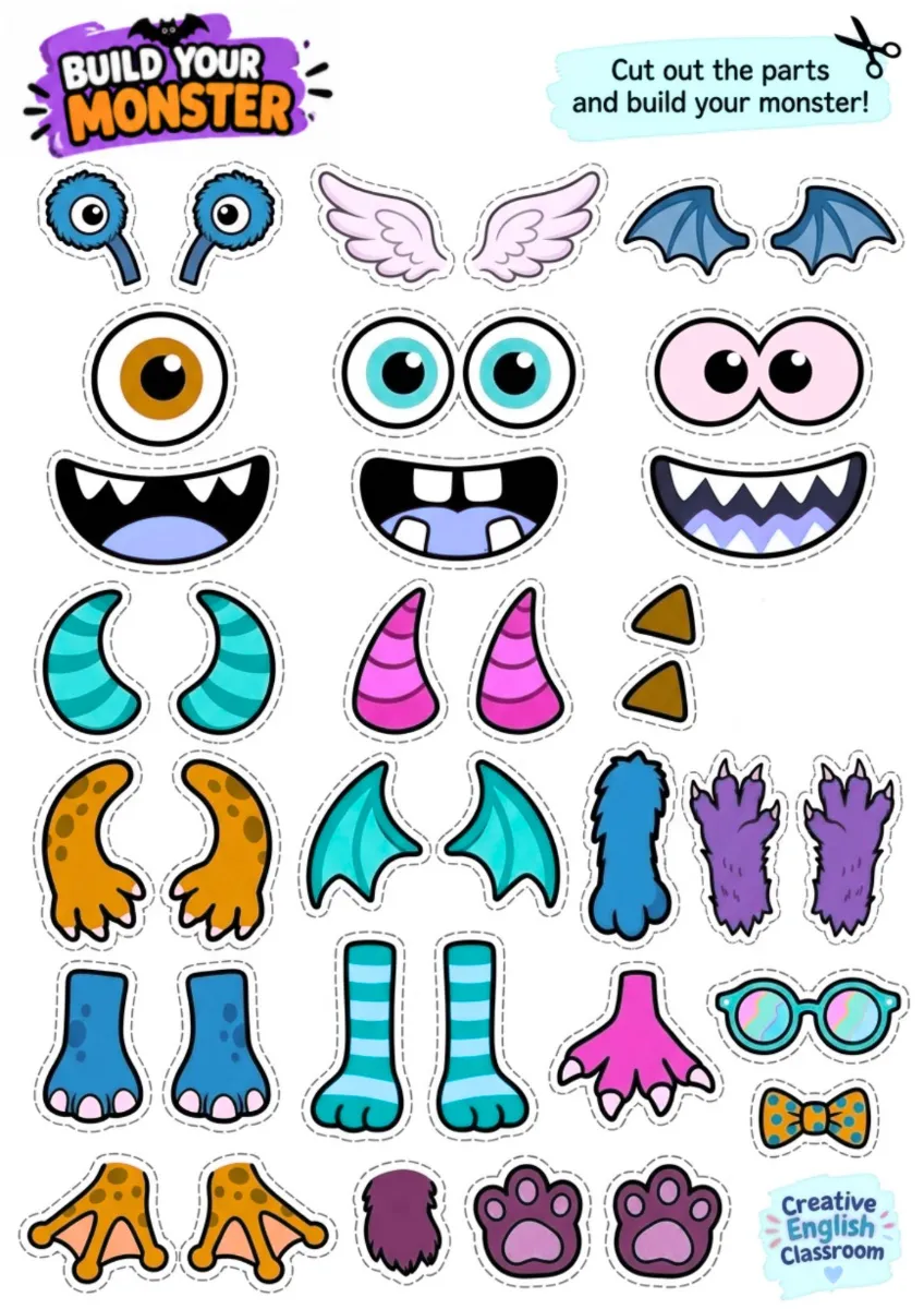 Kit Halloween Construa o seu monstro - Build your monster — amostra 7: 👻 Uma atividade de Halloween para as crianças…