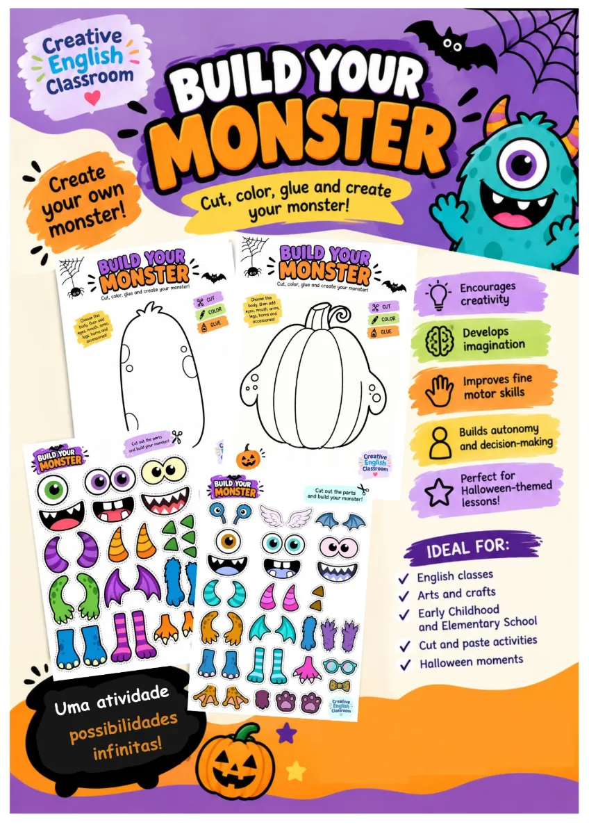 Kit Halloween Construa o seu monstro - Build your monster — Atividades para Educação Infantil: 👻 Uma atividade de…