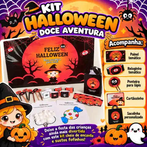 Kit Halloween Doce Aventura – Painel e Lembrancinhas — capa do material