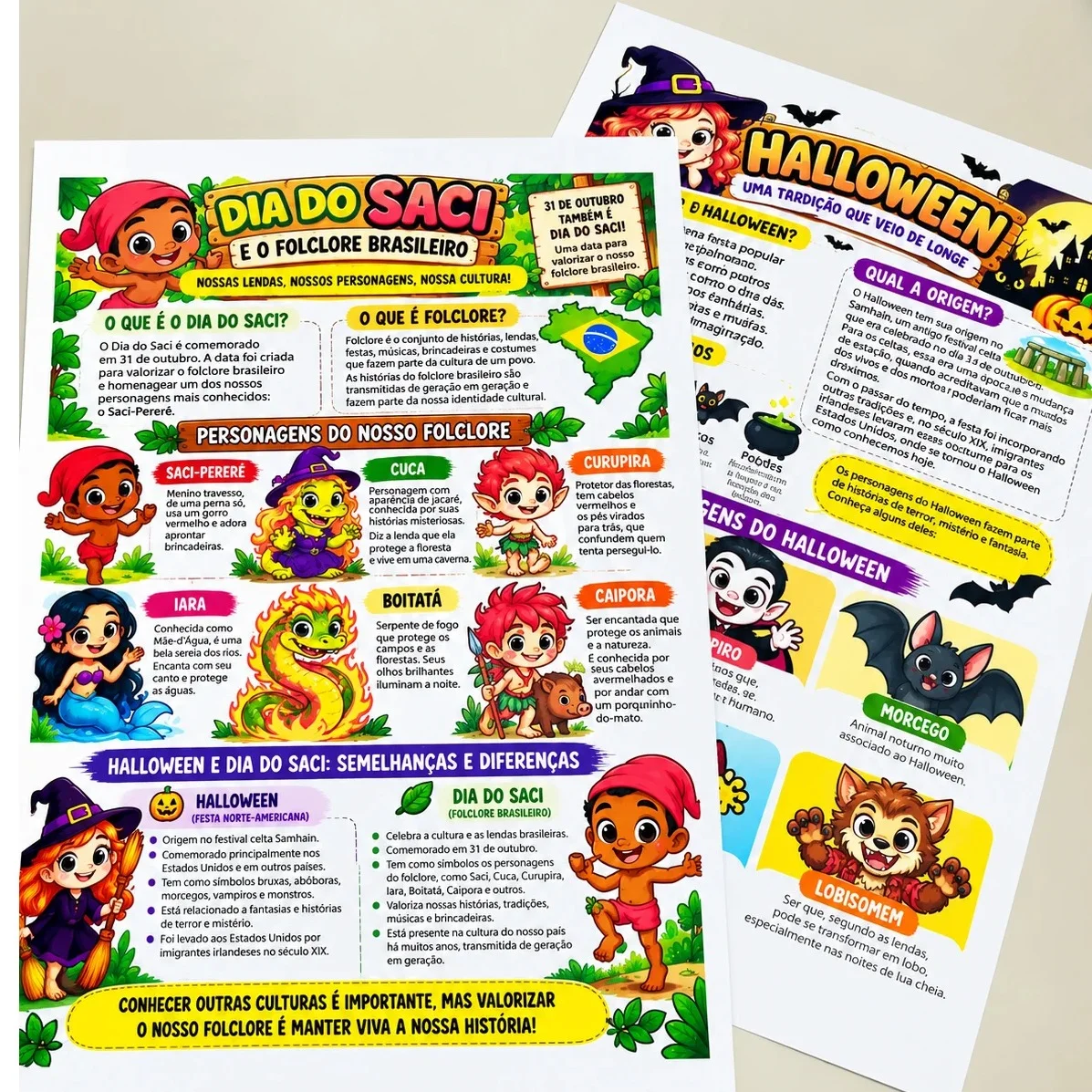 Kit Halloween e Dia do Saci – Atividades — Português para Todas as séries: Kit educativo com textos e atividades sobre…