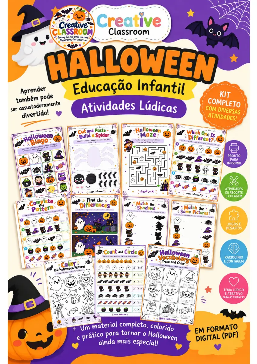 Kit Halloween Educação Infantil – Atividades Lúdicas — Atividades para Educação Infantil: Kit de atividades de Halloween…