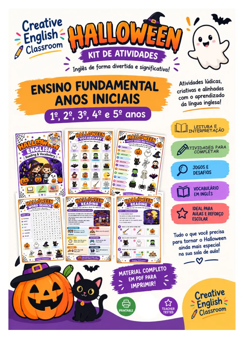 KIT HALLOWEEN – INGLÊS | ENSINO FUNDAMENTAL – ANOS INICIAIS — Atividades para 5º ano: Kit Halloween em Inglês para Ensino…