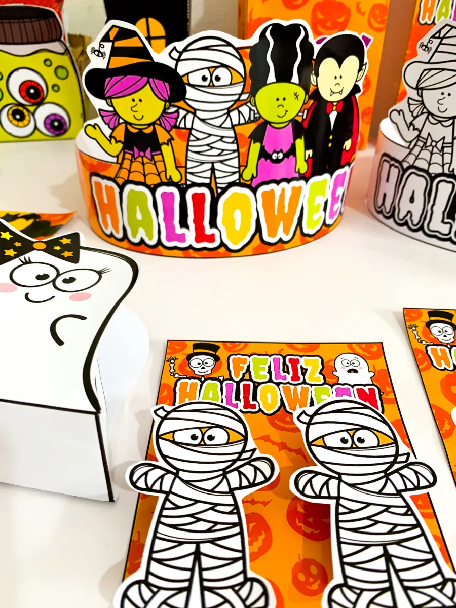 Kit Halloween para Imprimir PDF – Lembrancinhas e Decoração — amostra 1: Sacolinhas, caixinhas, coroas, atividades para…