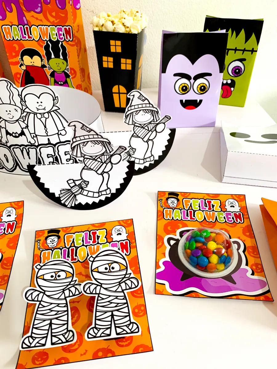 Kit Halloween para Imprimir PDF – Lembrancinhas e Decoração — amostra 2: Sacolinhas, caixinhas, coroas, atividades para…
