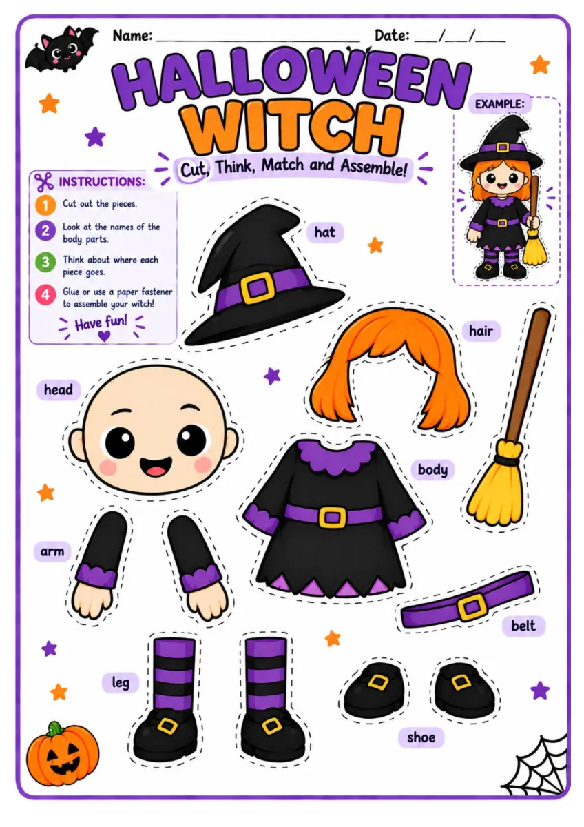 Kit Halloween Parts of the body - Partes do corpo em inglês — amostra 2: Atividades de Halloween para trabalhar partes do…
