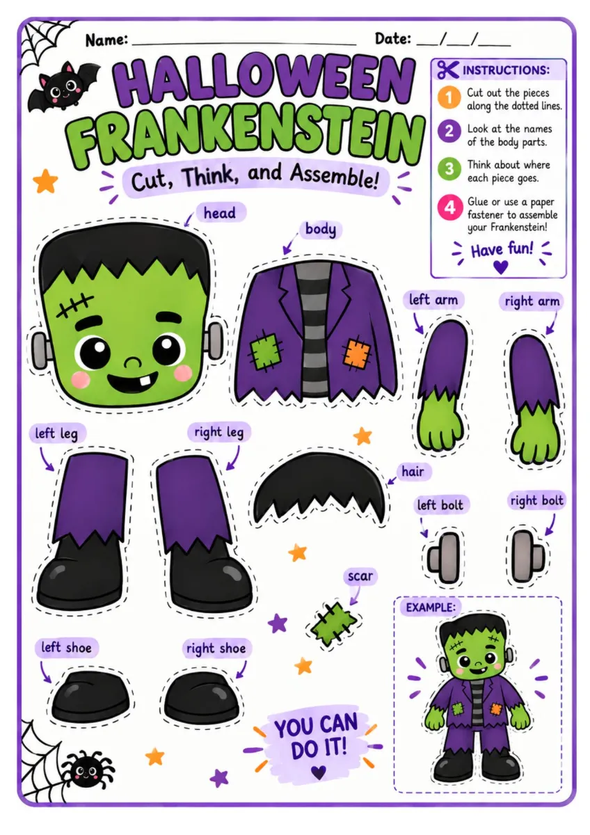 Kit Halloween Parts of the body - Partes do corpo em inglês — amostra 3: Atividades de Halloween para trabalhar partes do…