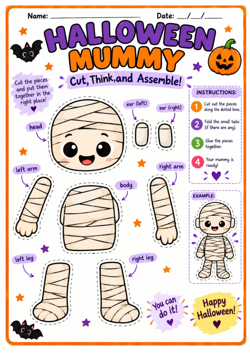 Kit Halloween Parts of the body - Partes do corpo em inglês — amostra 6: Atividades de Halloween para trabalhar partes do…