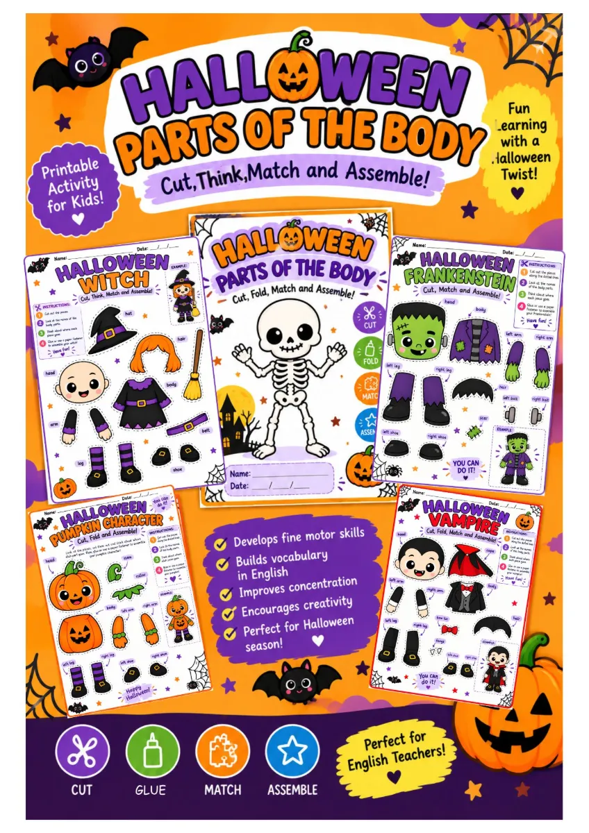 Kit Halloween Parts of the body - Partes do corpo em inglês — Atividades para Educação Infantil: Atividades de Halloween…