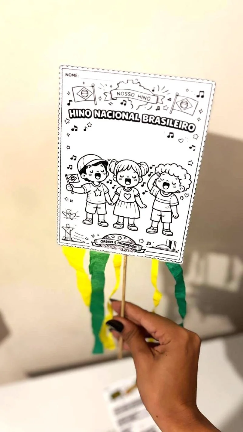 Kit Hino Nacional Brasileiro para Imprimir – Atividades + Letra Ilustrada (Colorir) | Educação Infantil — amostra 1: O Kit…