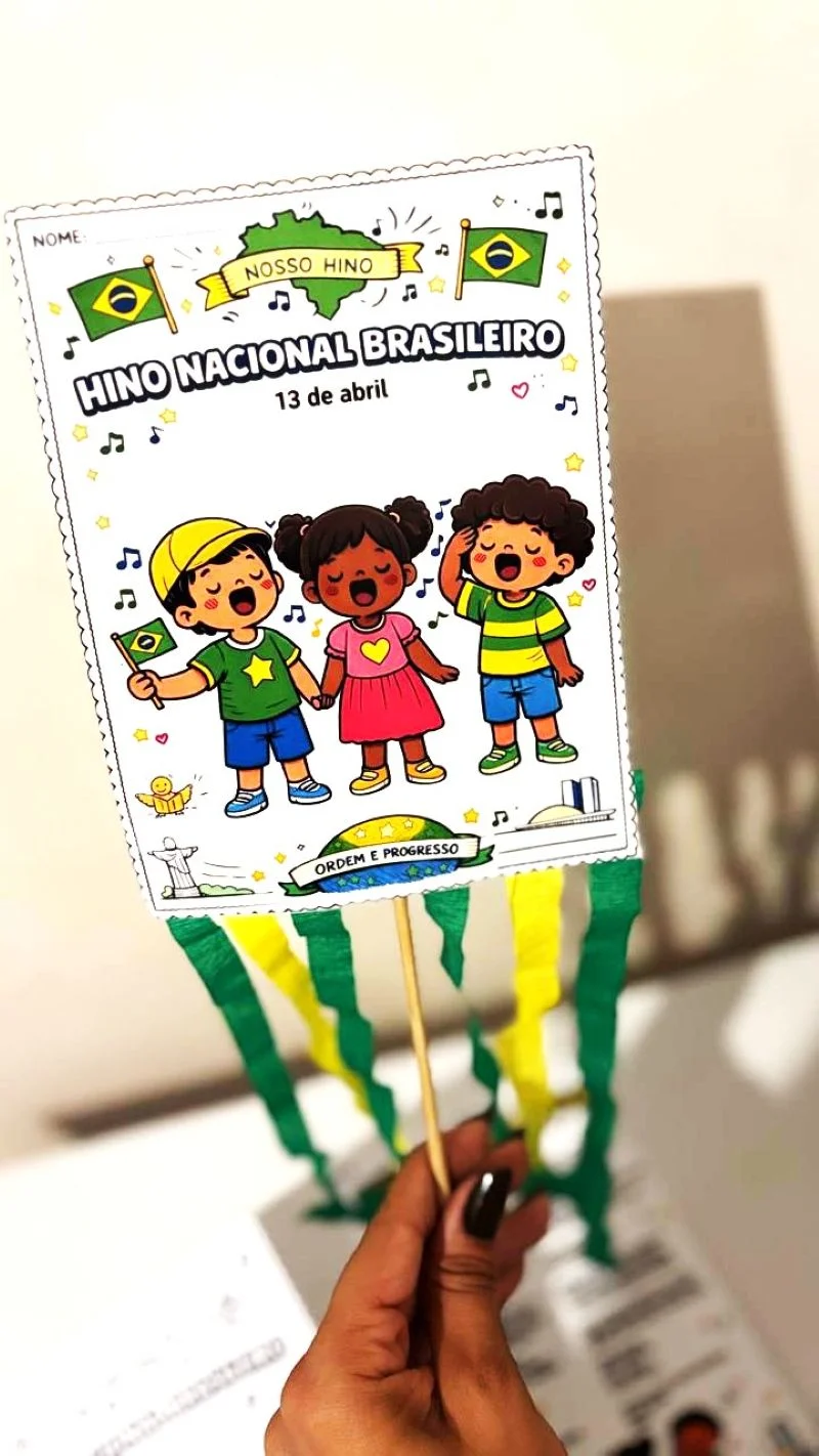 Kit Hino Nacional Brasileiro para Imprimir – Atividades + Letra Ilustrada (Colorir) | Educação Infantil — amostra 4: O Kit…