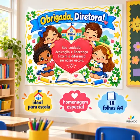 Kit homenagem à diretora escolar - Irisando — amostra 1: Uma homenagem cheia de carinho para reconhecer a dedicação, o…