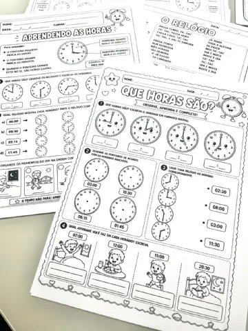 Kit Hora Certa – Atividades para Aprender Horas e Medidas de Tempo — amostra 2: Kit pedagógico para trabalhar horas, meia…