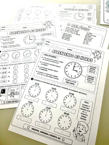 Kit Hora Certa – Atividades para Aprender Horas e Medidas de Tempo — amostra 3: Kit pedagógico para trabalhar horas, meia…
