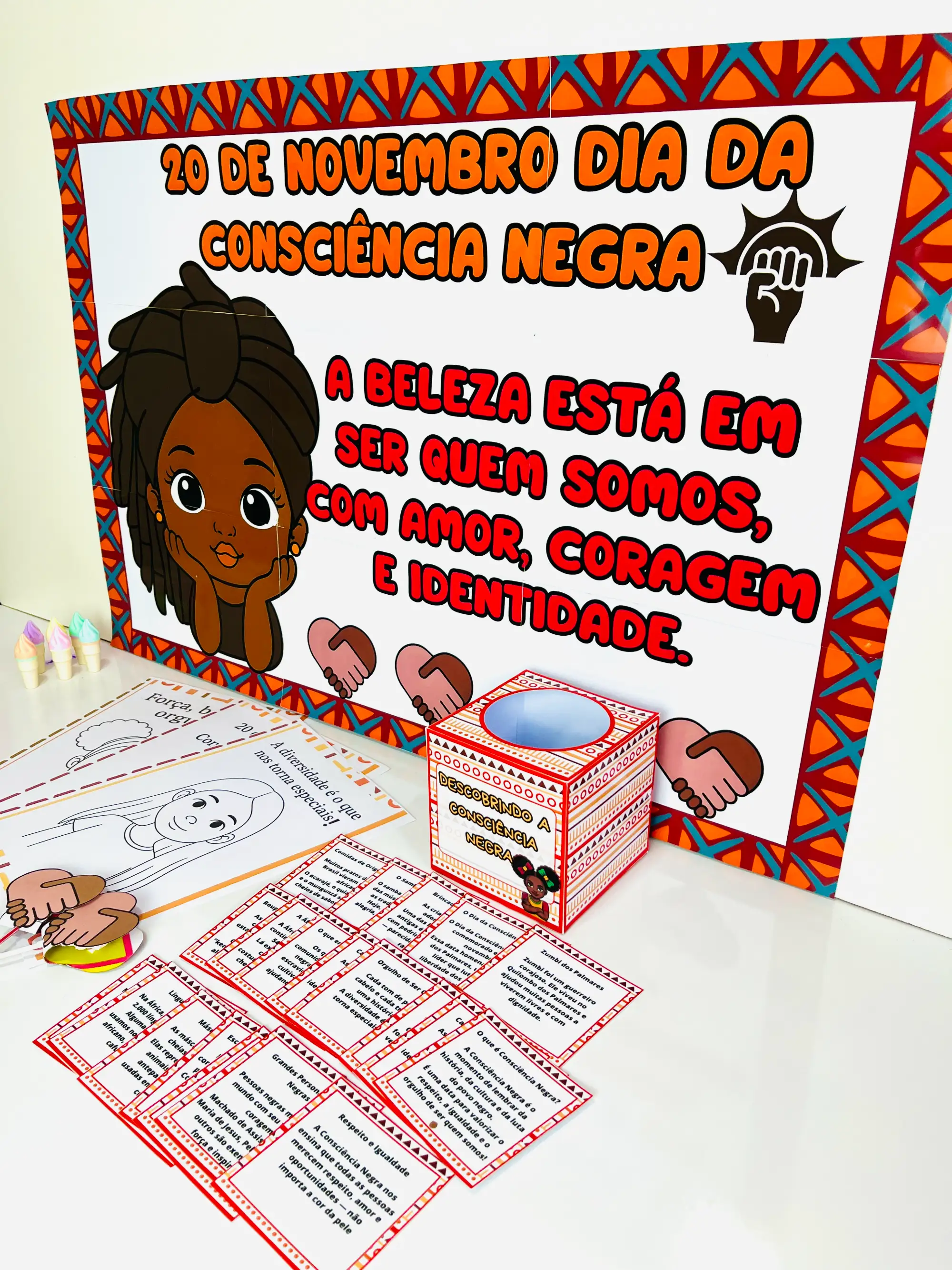 Kit Identidade, Cultura e Respeito – Consciência Negra — amostra 6: Kit Consciência Negra com cartaz, fichas educativas,…