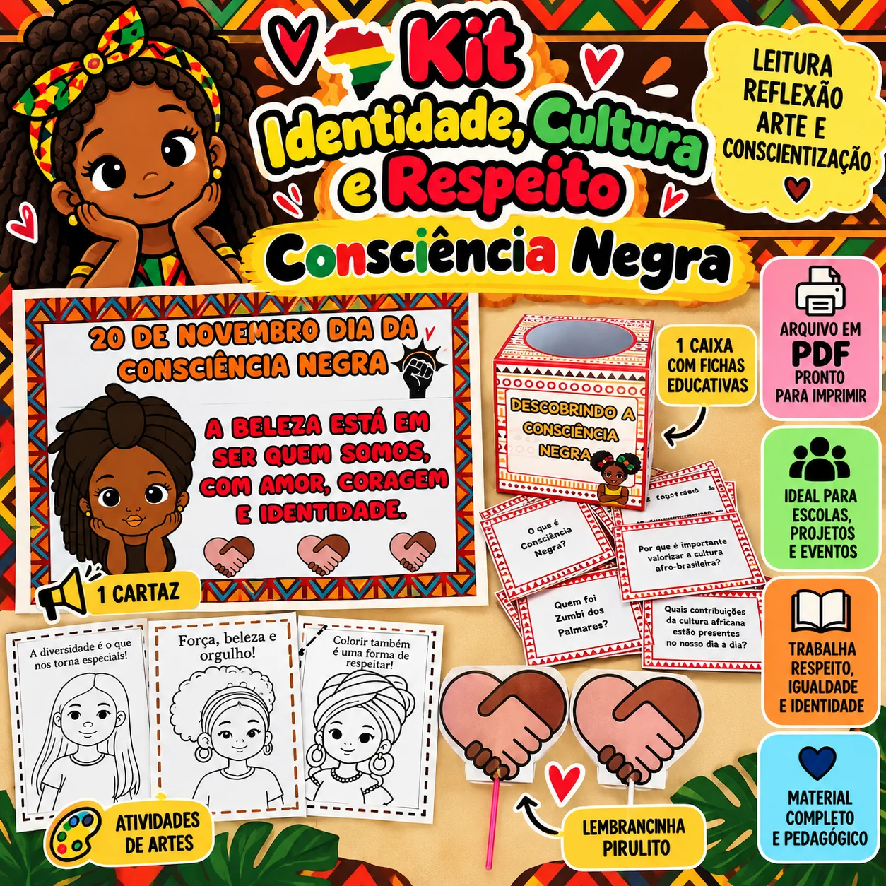Kit Identidade, Cultura e Respeito – Consciência Negra — Português para Educação Infantil: Kit Consciência Negra com…