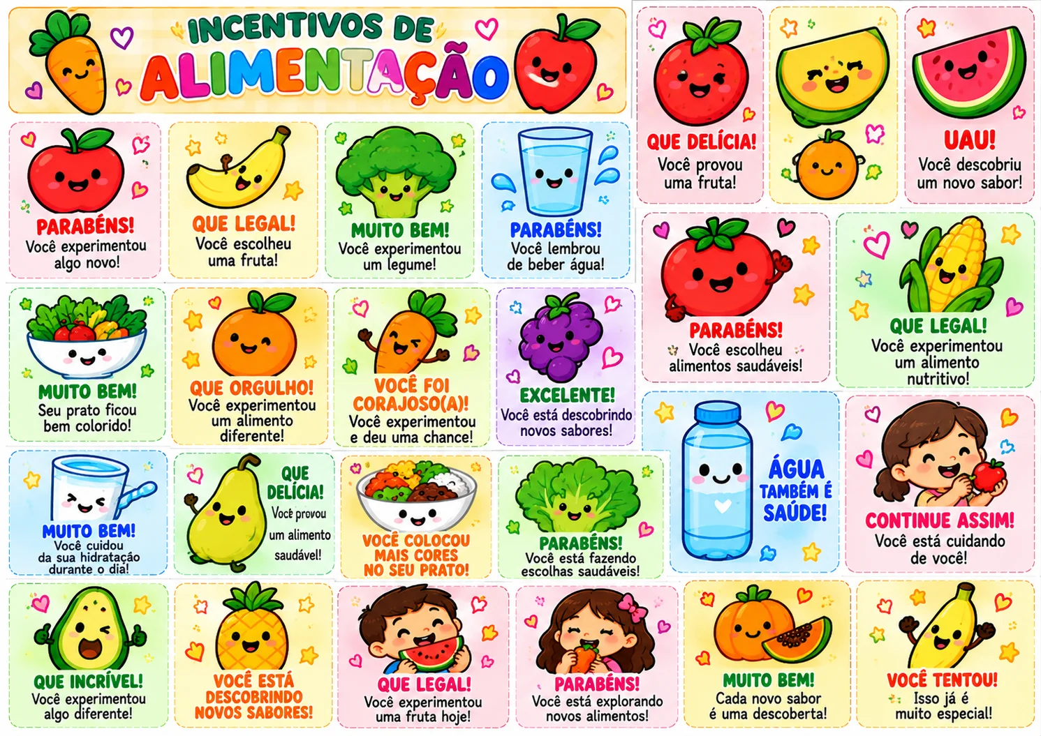 Kit Incentivos de Alimentação e Comportamento — amostra 2: O material inclui