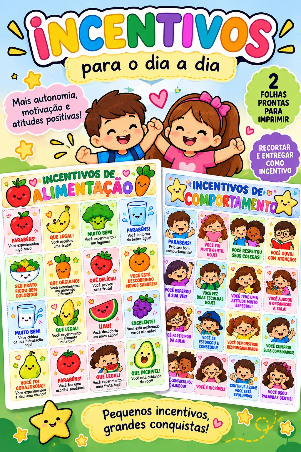 Kit Incentivos de Alimentação e Comportamento — Ciências para Educação Infantil: Kit infantil com incentivos de alimentação…