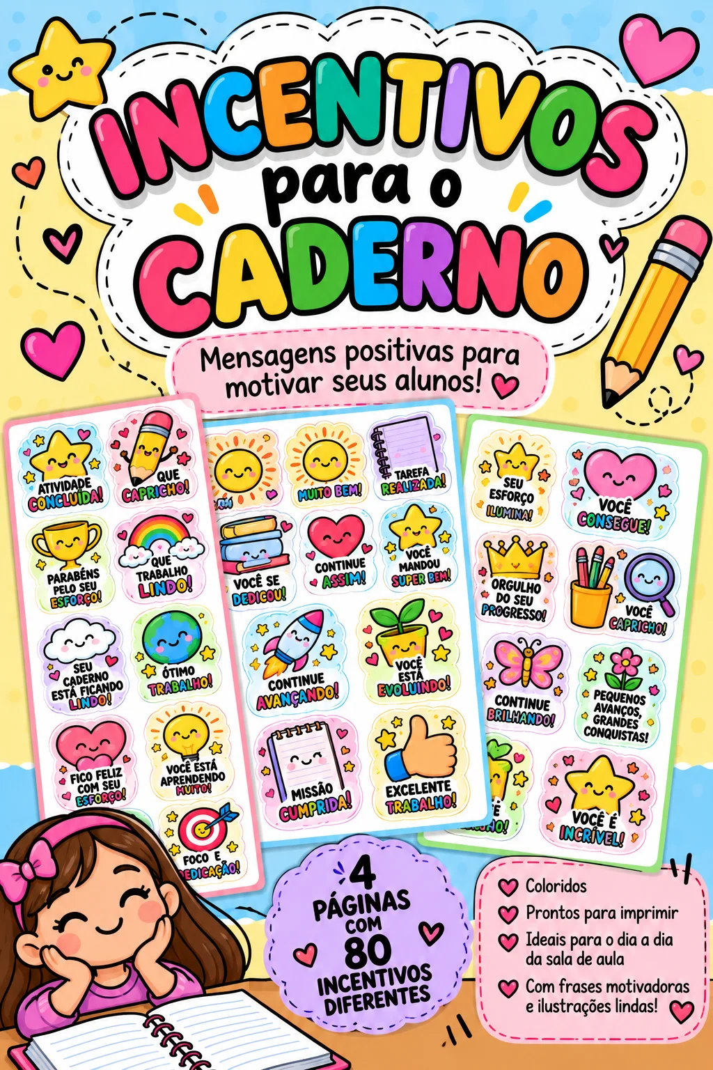 Kit Incentivos para Caderno – Mensagens Motivacionais — capa do material