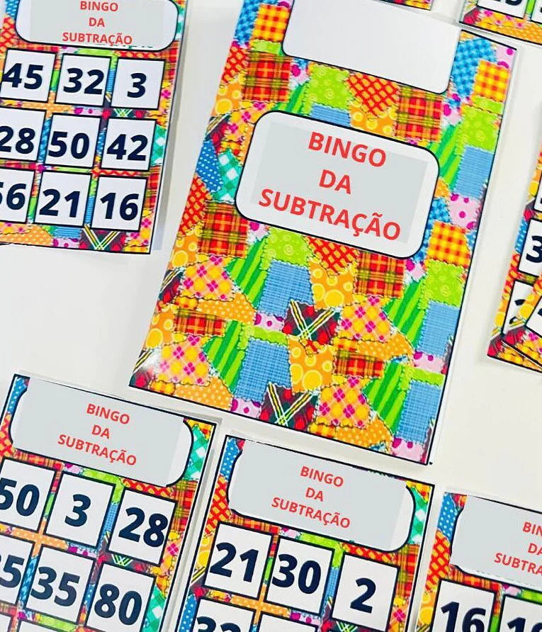 Kit Junino dos Bingos Matemáticos - 4 Operações - Adição, Subtração, Multiplicação e Divisão — amostra 2: 4 Bingos Juninos…