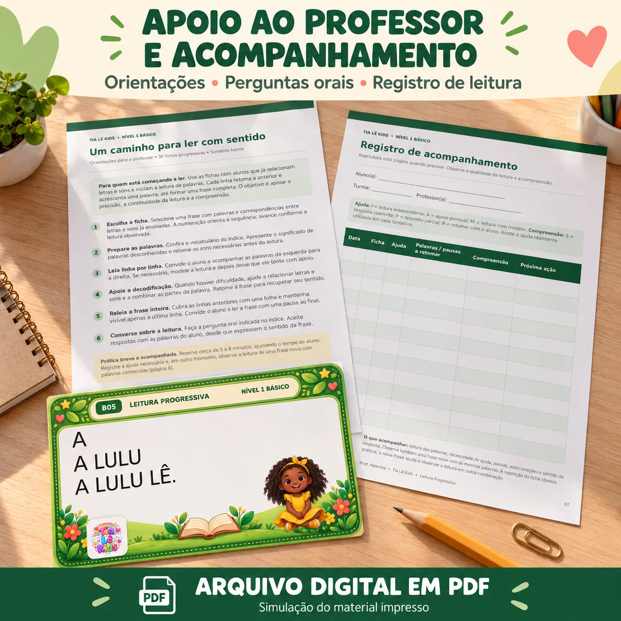Kit Leitura Progressiva - Nível Básico | 30 Fichas — amostra 2: 30 fichas com sílabas simples e frases que crescem a cada…