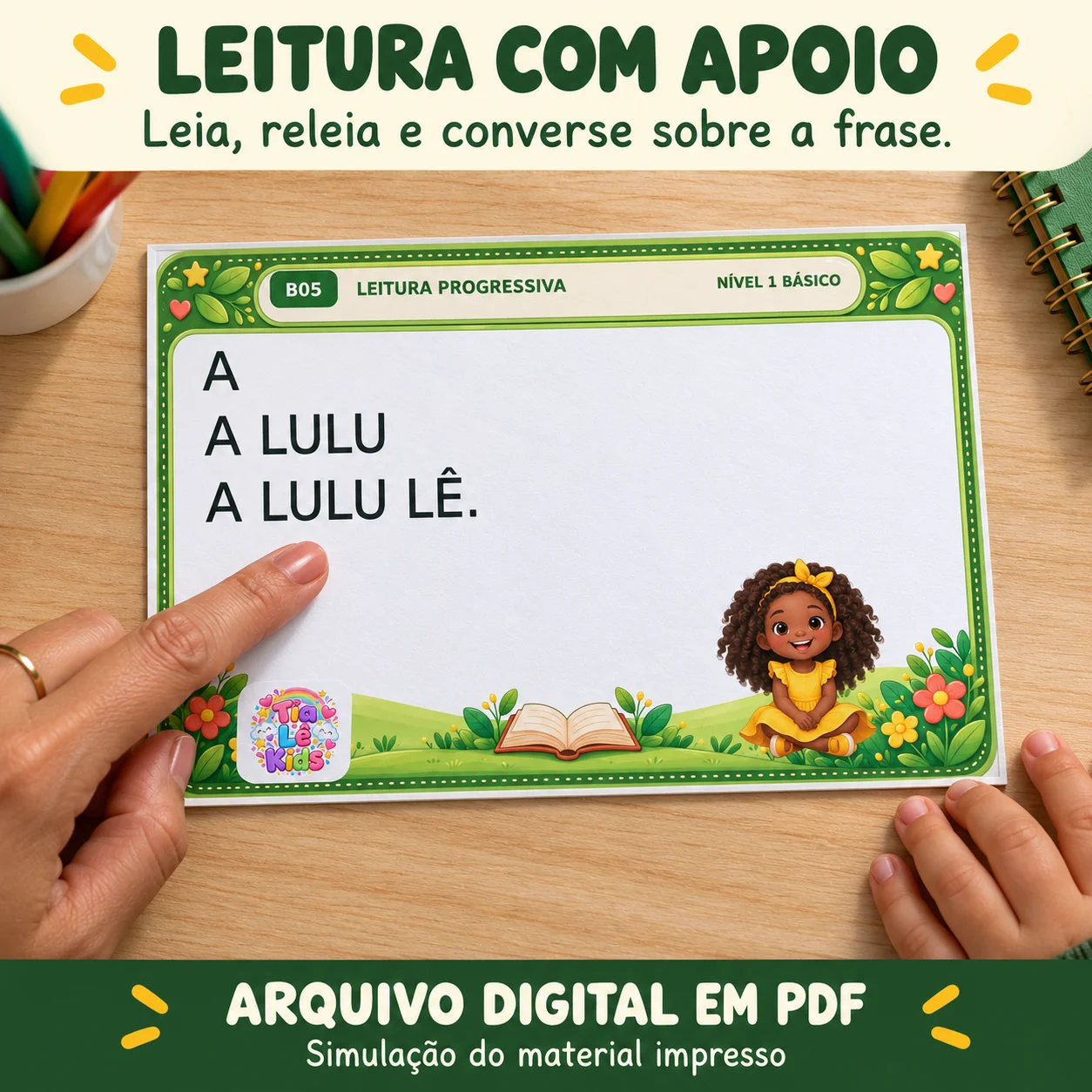 Kit Leitura Progressiva - Nível Básico | 30 Fichas — amostra 4: 30 fichas com sílabas simples e frases que crescem a cada…