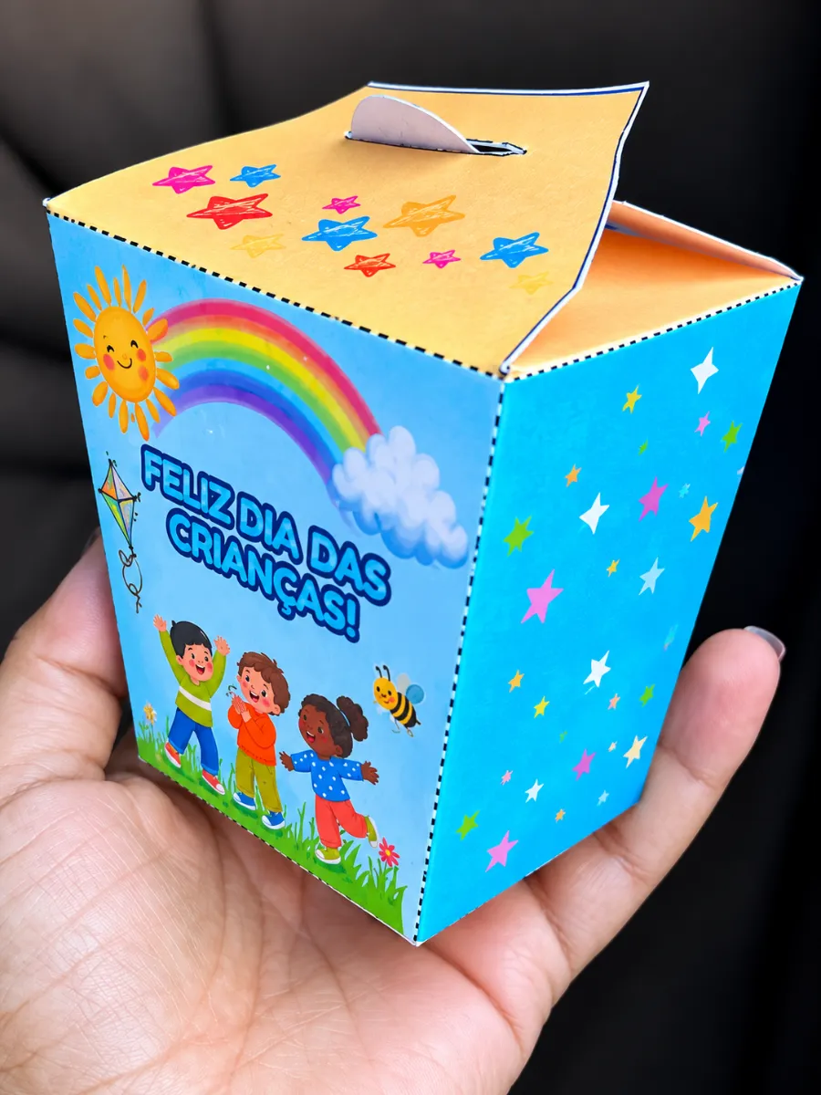 KIT LEMBRANCINHA DIA DAS CRIANÇAS PARA IMPRIMIR E MONTAR — amostra 6: O kit inclui 5 opções de bilhetes com mensagens…