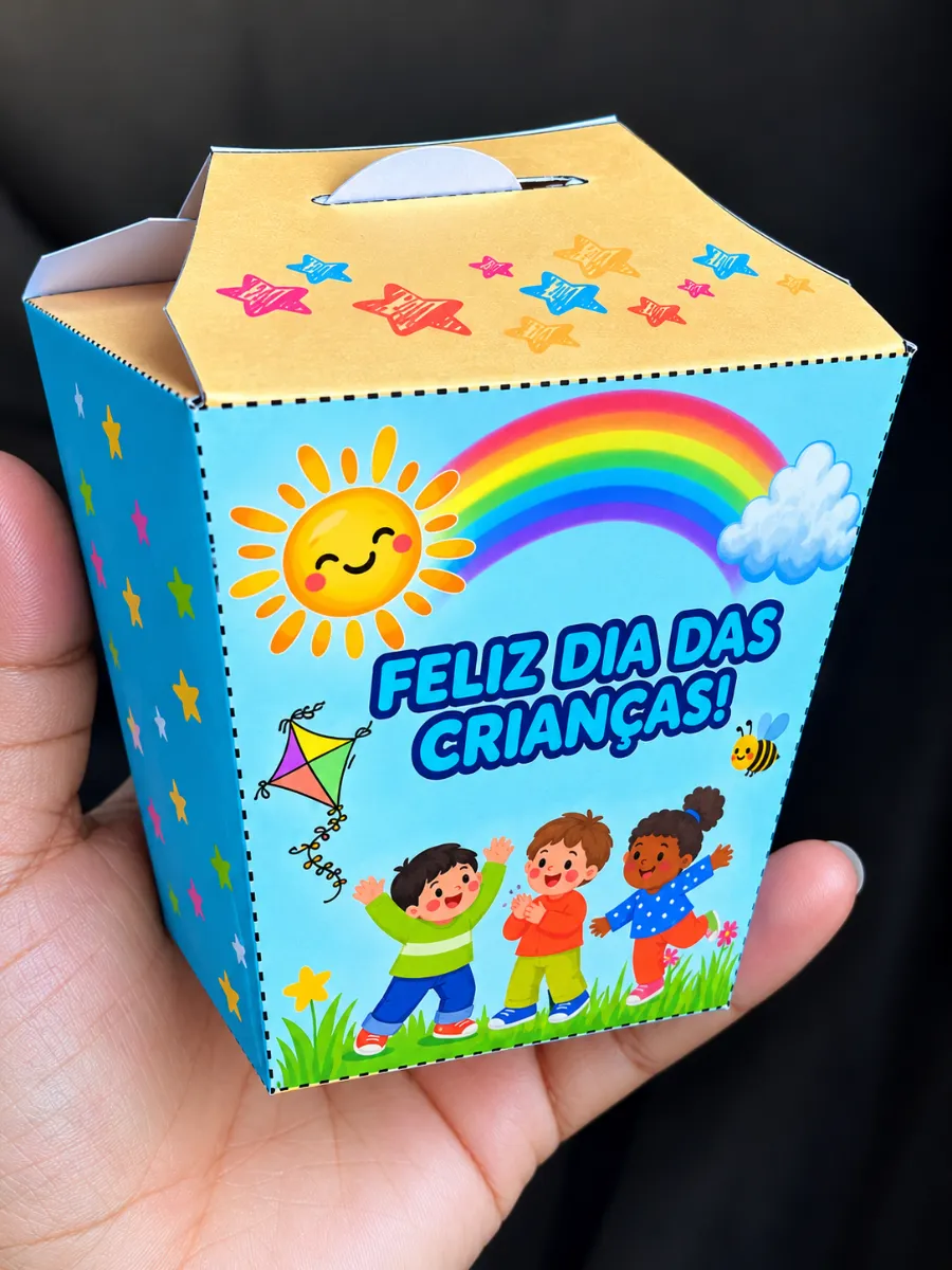 KIT LEMBRANCINHA DIA DAS CRIANÇAS PARA IMPRIMIR E MONTAR — amostra 7: O kit inclui 5 opções de bilhetes com mensagens…