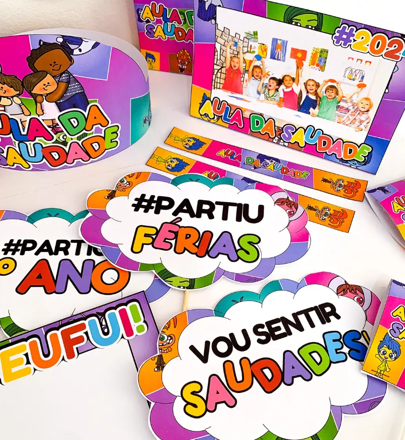 Kit Lembrancinhas Aula da Saudade - Divertidamente – PDF para Imprimir | 5º ano — amostra 1: O que vem no material