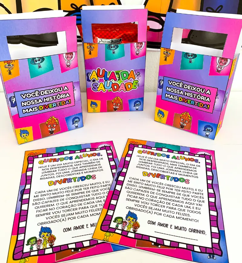Kit Lembrancinhas Aula da Saudade - Divertidamente – PDF para Imprimir | 5º ano — amostra 5: Kit de Lembrancinhas Aula da…