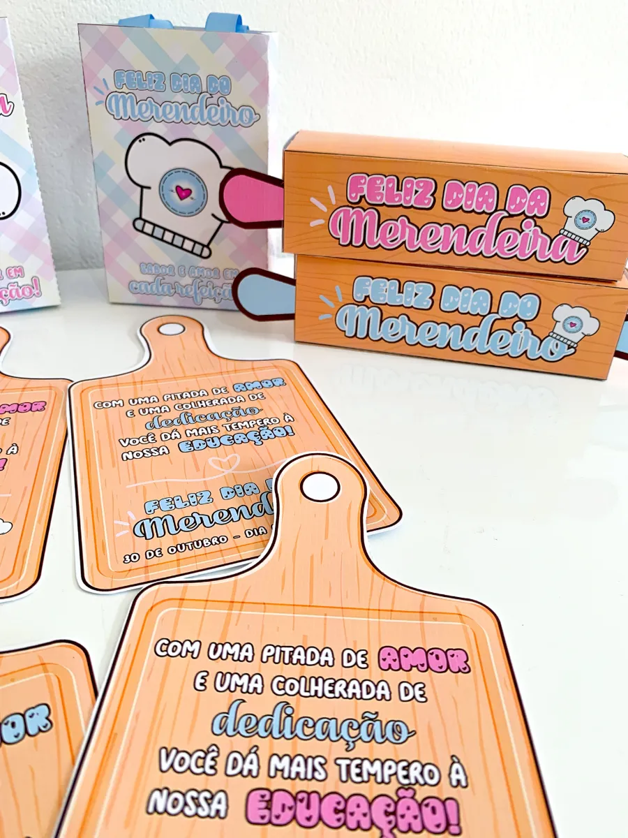 Kit Lembrancinhas Dia da Merendeira Escolar — amostra 2: Kit com lembrancinhas criativas para homenagear merendeiras e…