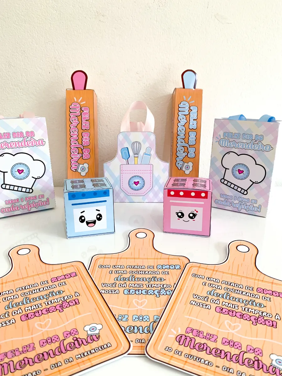 Kit Lembrancinhas Dia da Merendeira Escolar — amostra 4: Kit com lembrancinhas criativas para homenagear merendeiras e…