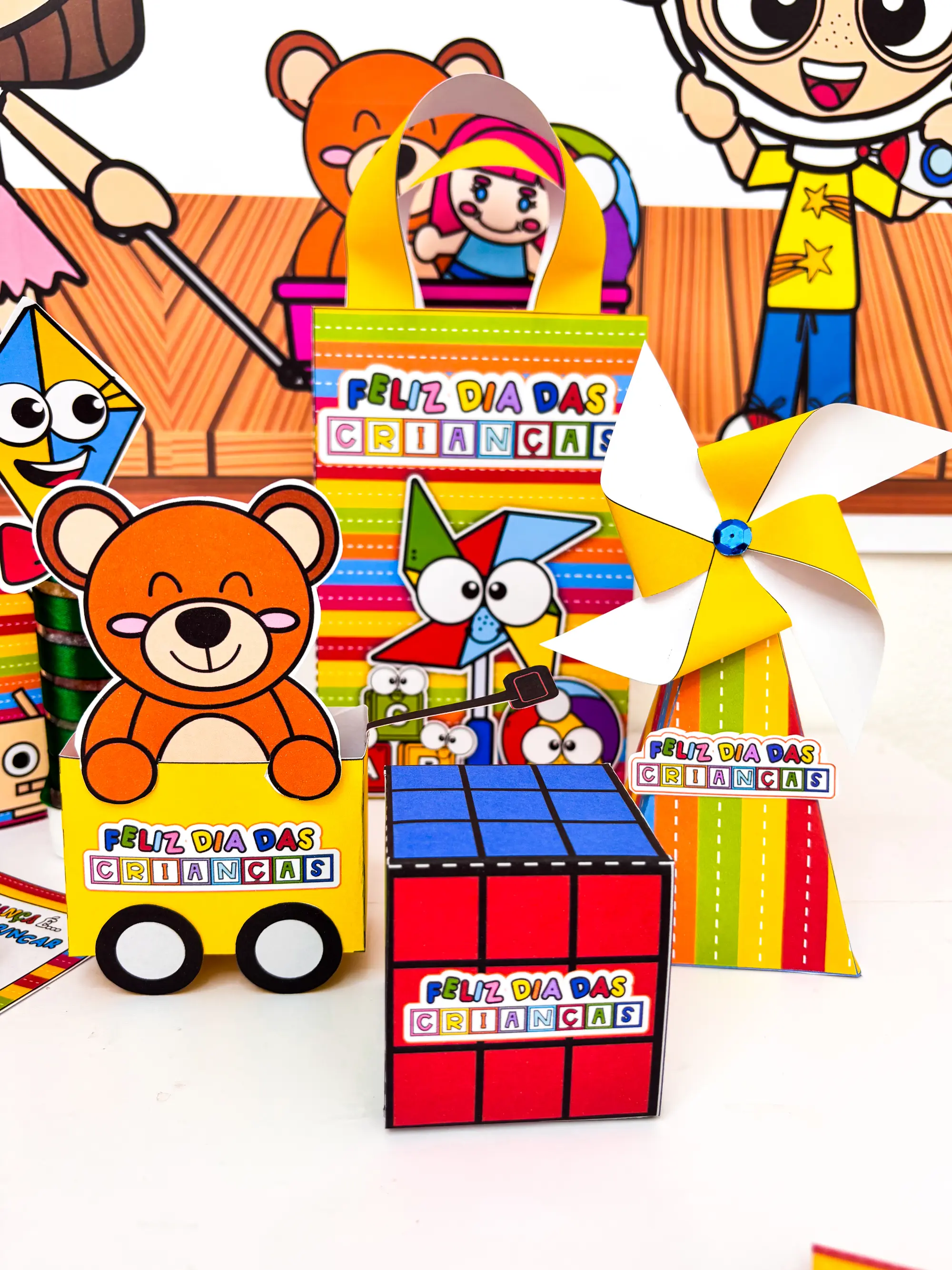 Kit Lembrancinhas Dia das Crianças: Tema Brinquedos — amostra 6: Kit completo de lembrancinhas do Dia das Crianças em PDF…