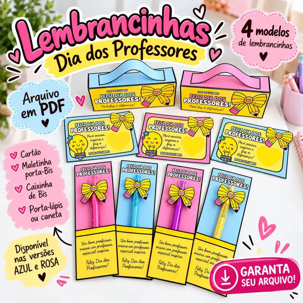 Kit Lembrancinhas Dia dos Professores em PDF — Datas comemorativas para Educação Infantil: Kit Lembrancinhas Dia do…