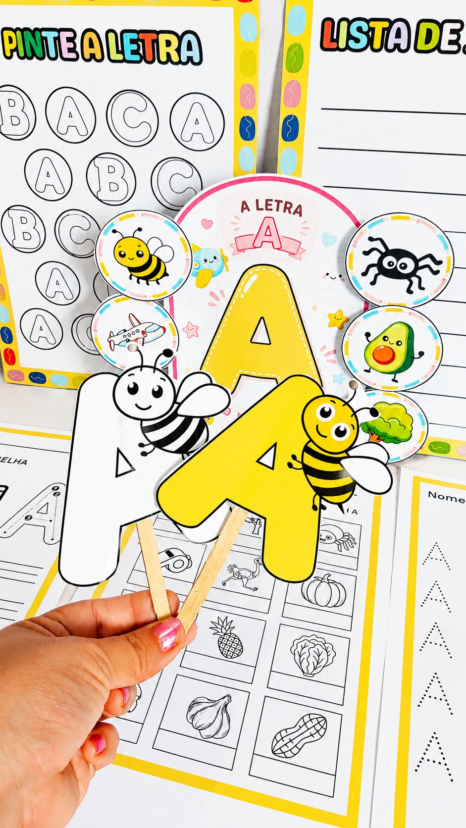Kit Letra A para Alfabetização – Painéis, Atividades — amostra 1: kit completo, colorido e lúdico para trabalhar o…
