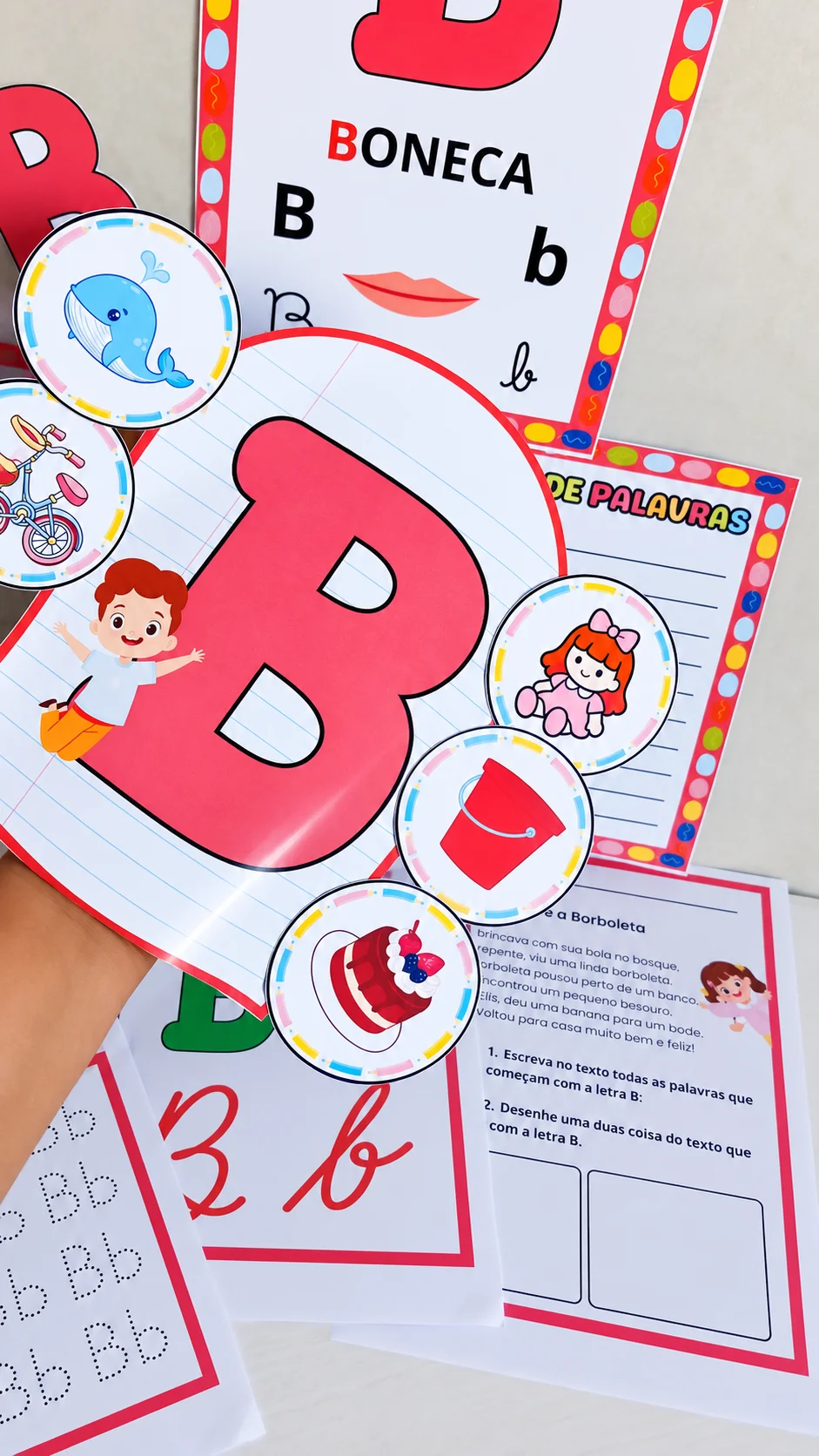 Kit Letra B para Alfabetização – Atividades e Recursos em PDF — amostra 3: Kit Letra B para alfabetização com 3 atividades,…