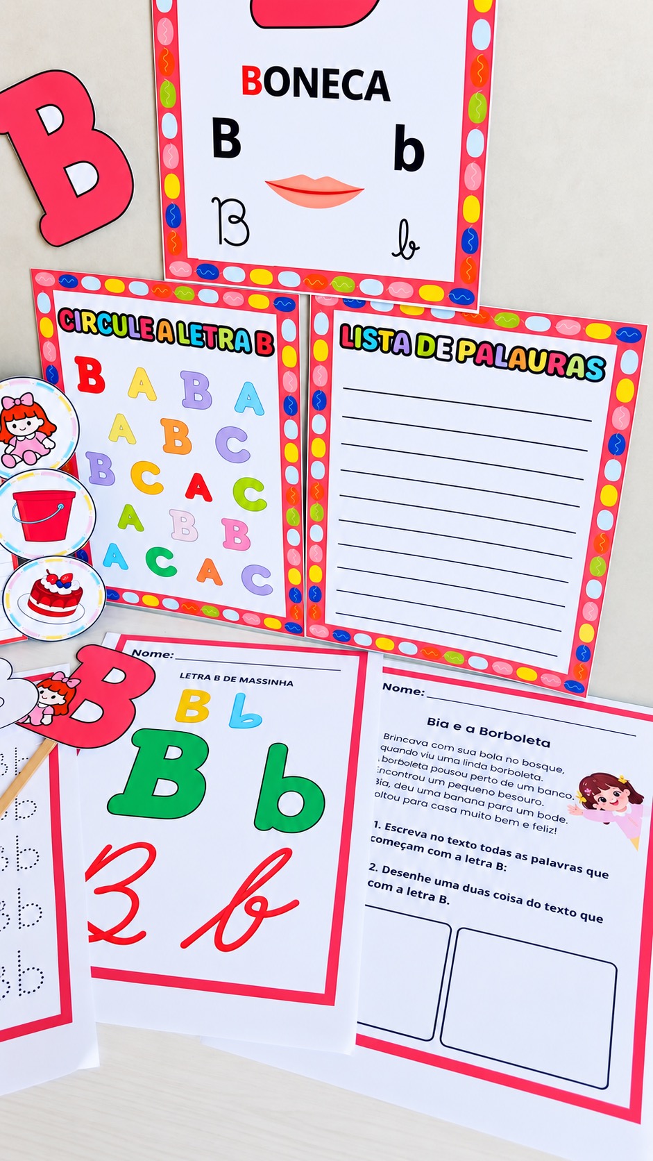Kit Letra B para Alfabetização – Atividades — amostra 1: Um kit lúdico e completo para trabalhar o reconhecimento, a…