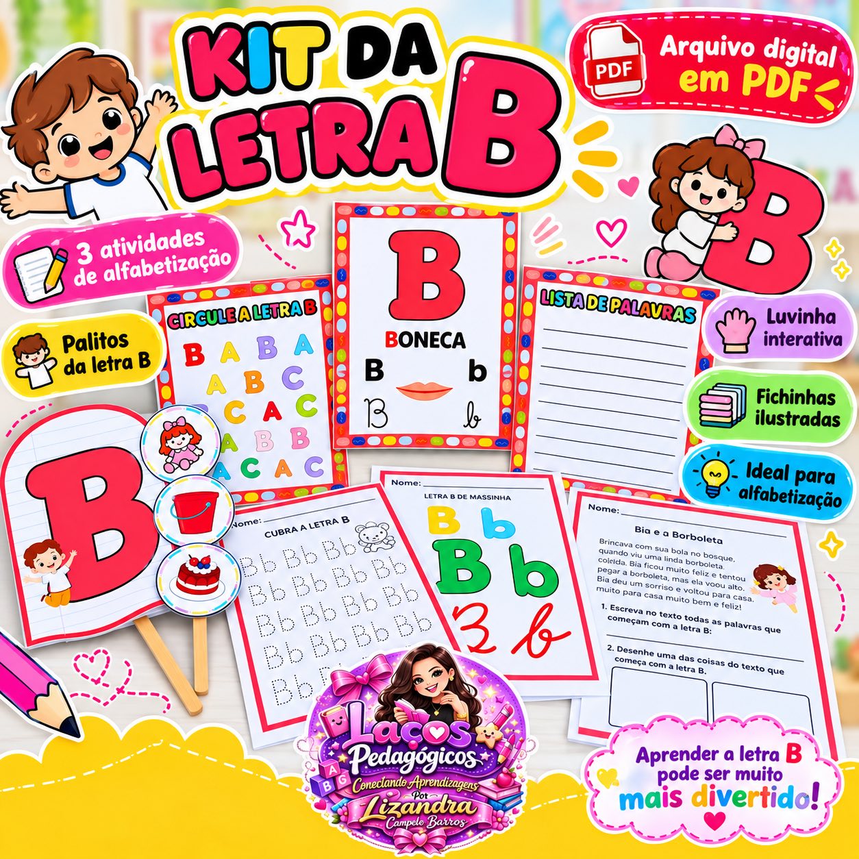 Kit Letra B para Alfabetização – Atividades — capa do material