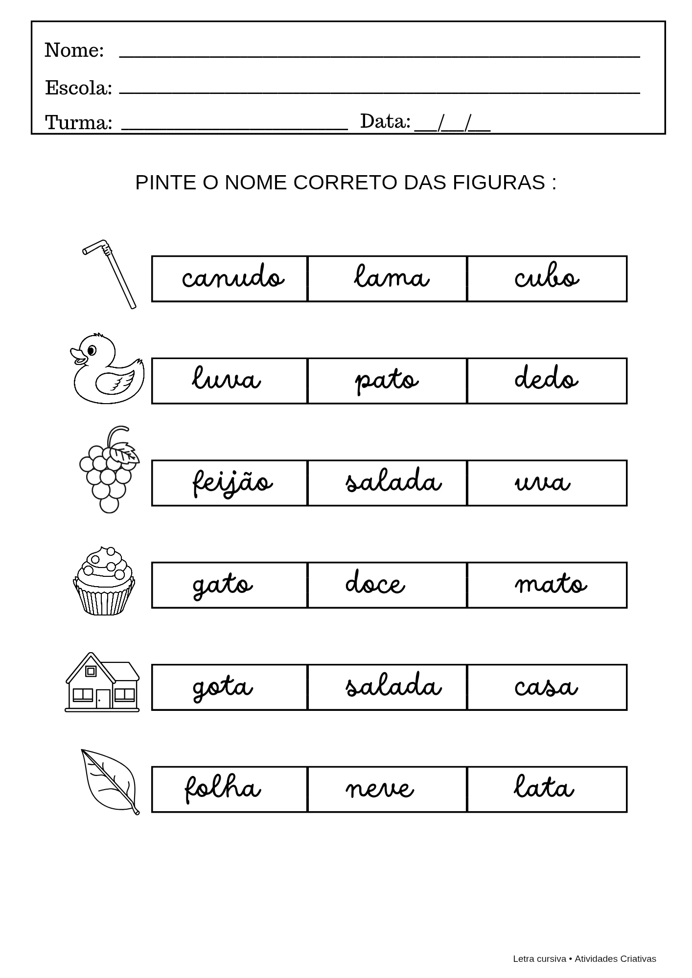 Kit Letra Cursiva – Atividades em PDF para imprimir — amostra 2: O Kit Letra Cursiva foi desenvolvido para auxiliar as…