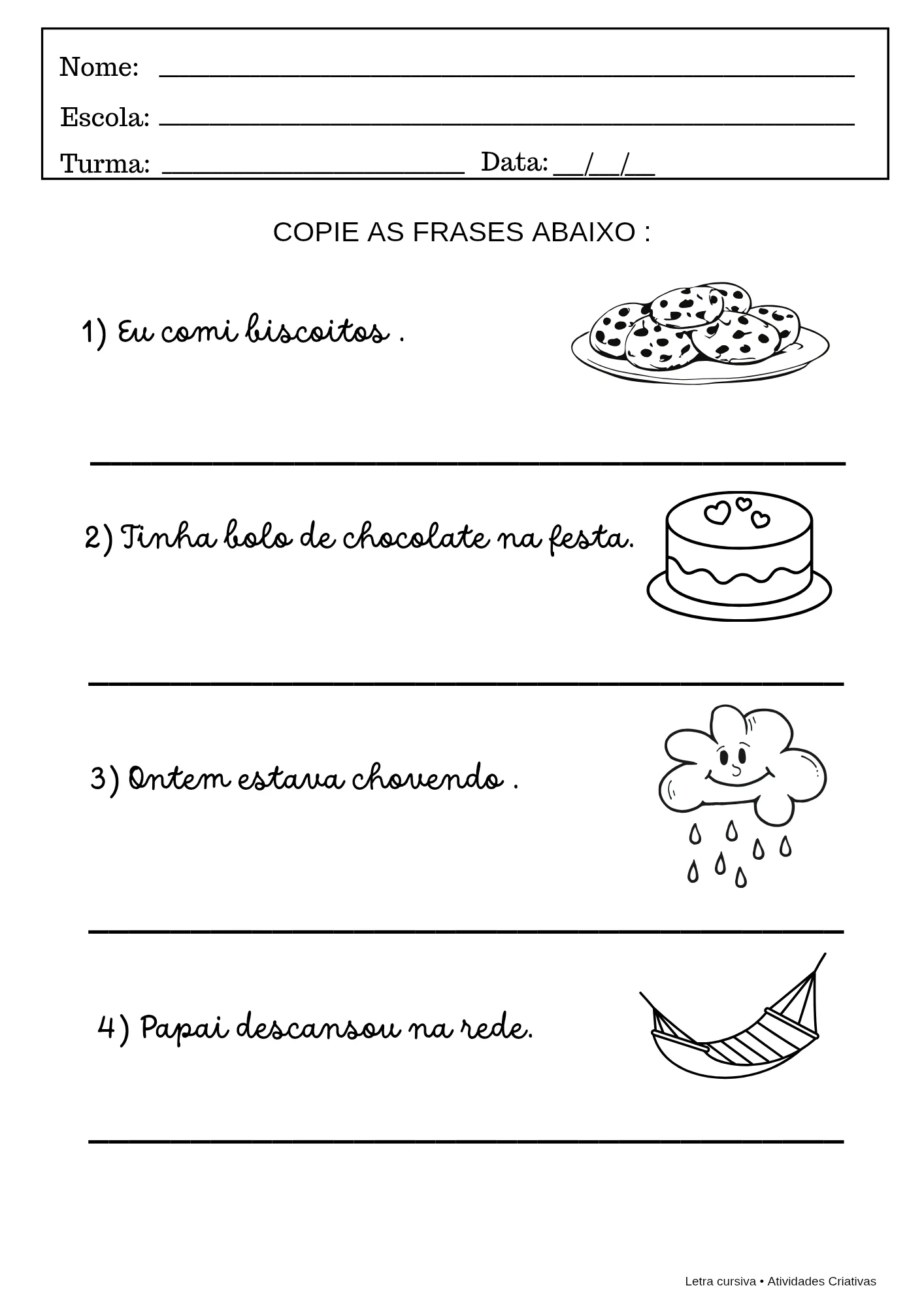 Kit Letra Cursiva – Atividades em PDF para imprimir — amostra 4: O Kit Letra Cursiva foi desenvolvido para auxiliar as…
