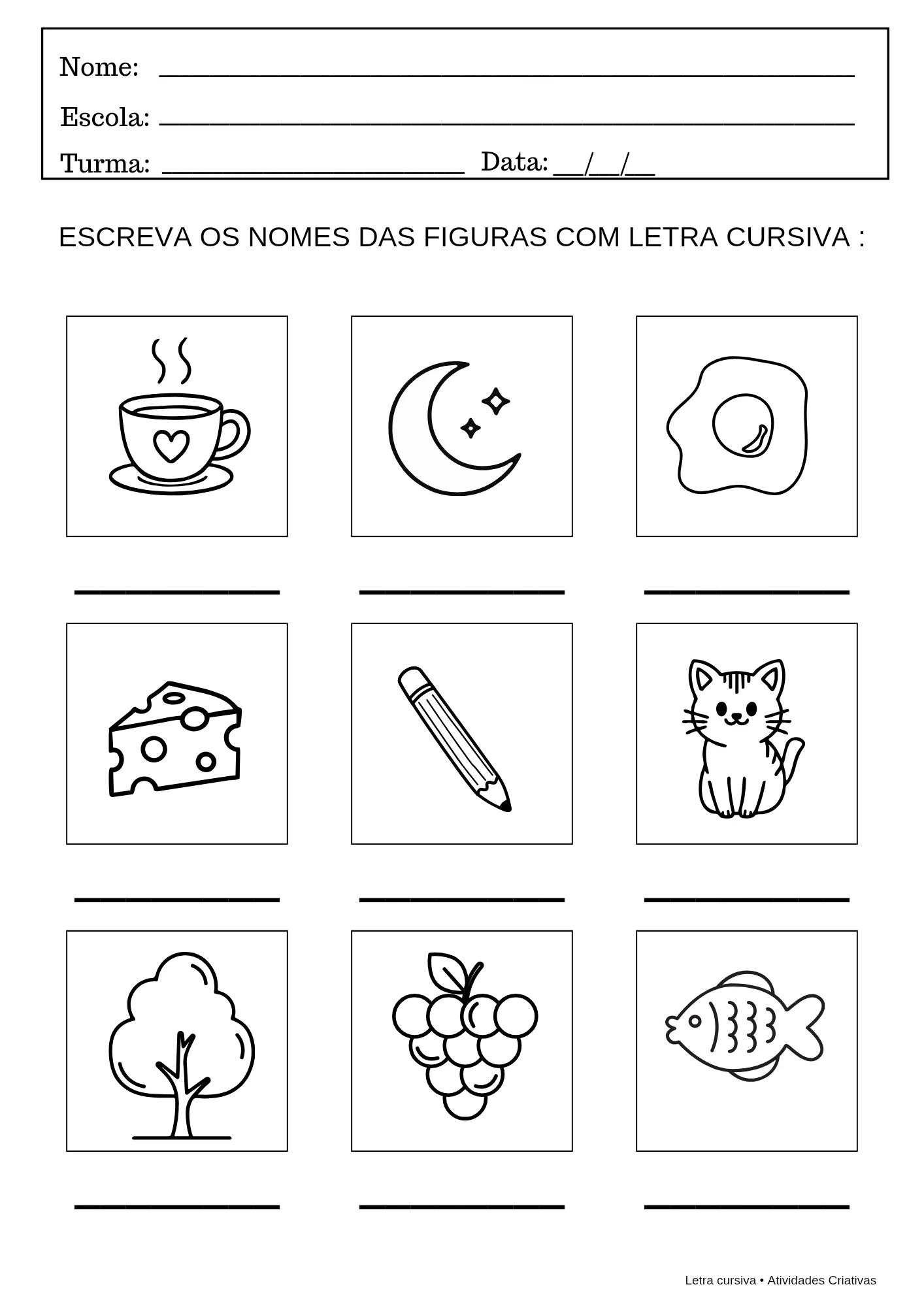 Kit Letra Cursiva – Atividades em PDF para imprimir — amostra 6: O Kit Letra Cursiva foi desenvolvido para auxiliar as…