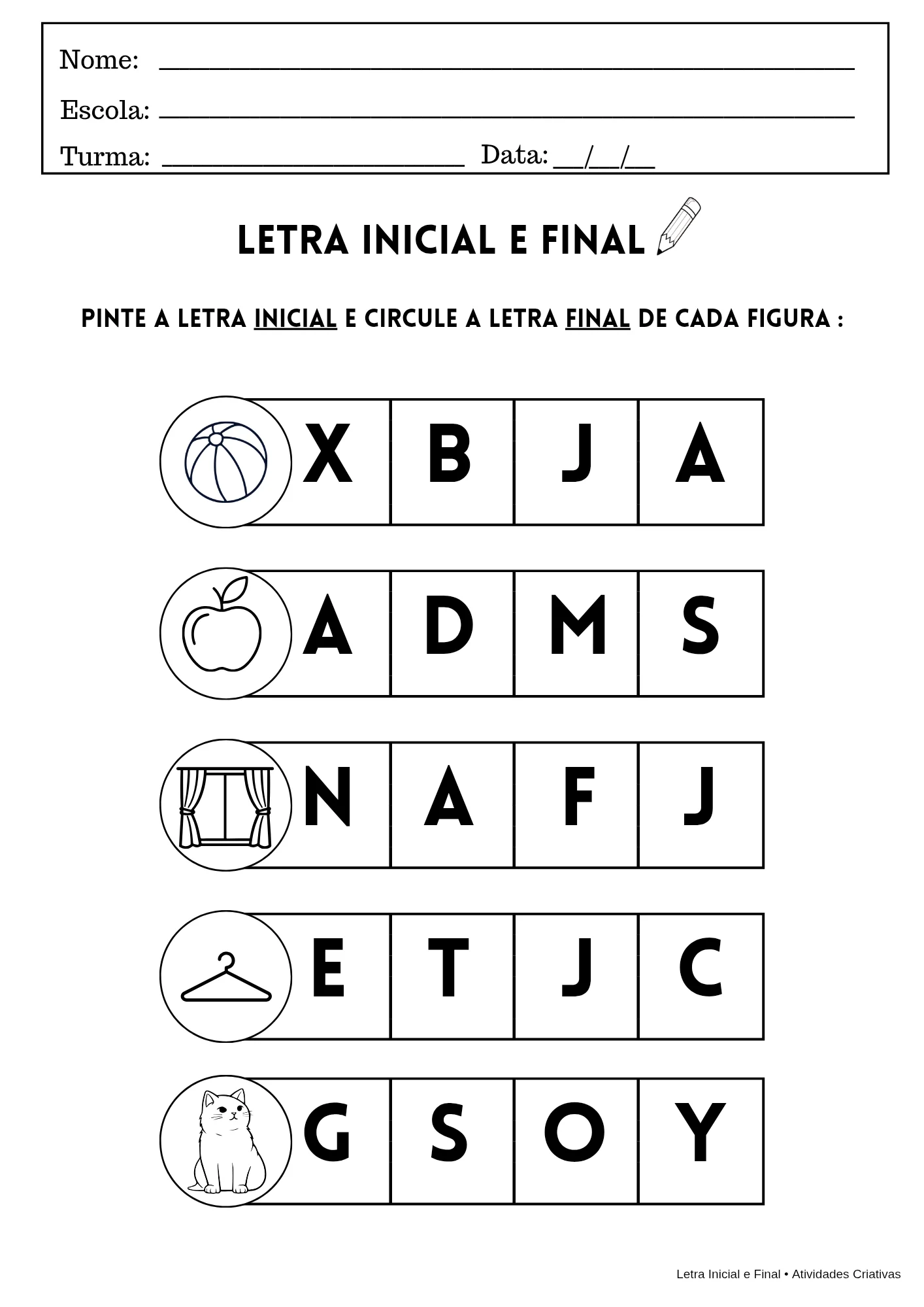 Kit Letra Inicial e Final | Atividades em PDF para Imprimir — amostra 6: Torne o processo de alfabetização mais divertido e…