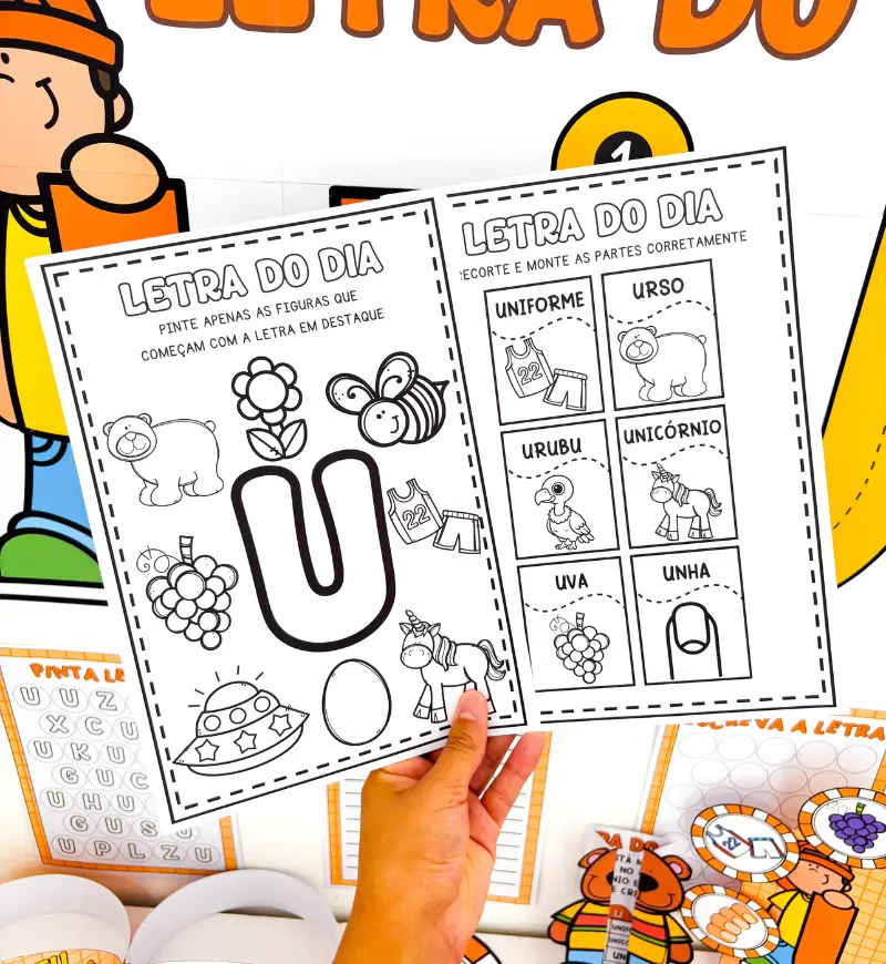 Kit Letra U em PDF: recursos para uma alfabetização lúdica — amostra 1: Kit Letra U para explorar a vogal de diferentes…
