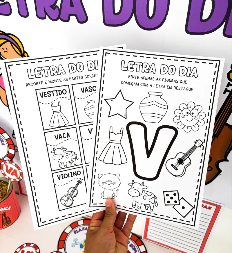 Kit Letra V – PDF para Imprimir | Alfabetização — amostra 4: Formato e entrega